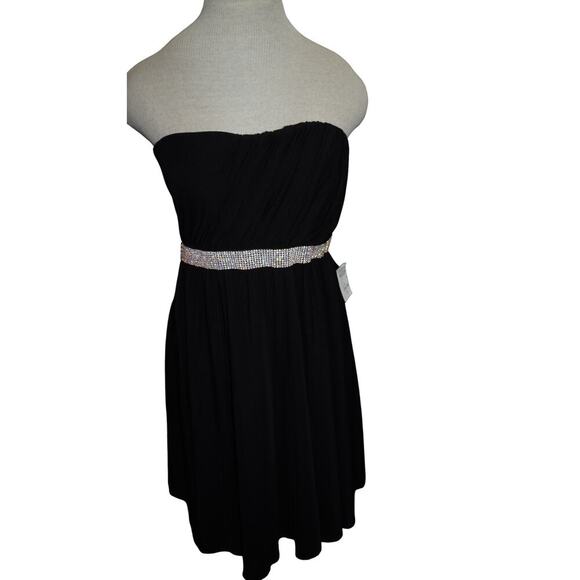 Vintage Janté Black Strapless Dress Rhinestone Waistband Made in USA Size L - Picture 4 of 7